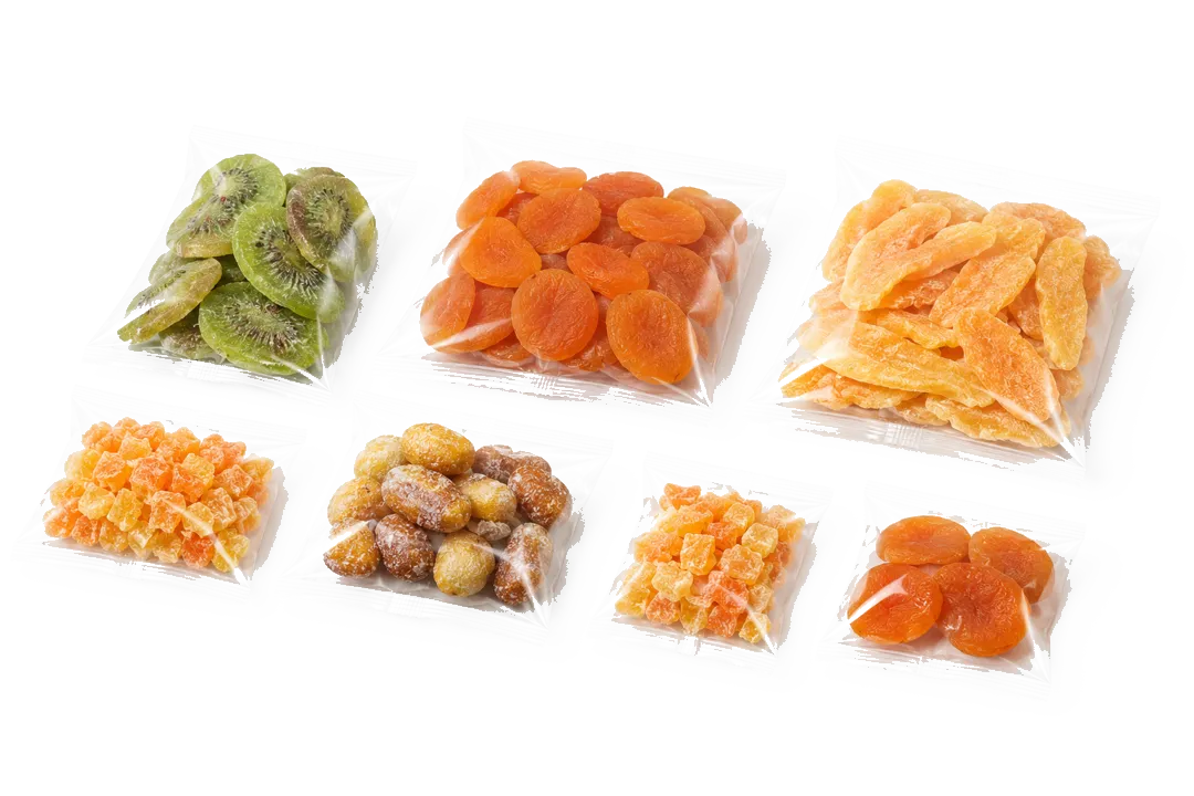 Frutas deshidratadas envasadas en bolsa de alta barrera