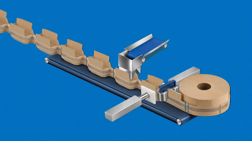 Envasado en línea con cesta BEEBASE con solapas · Llenado