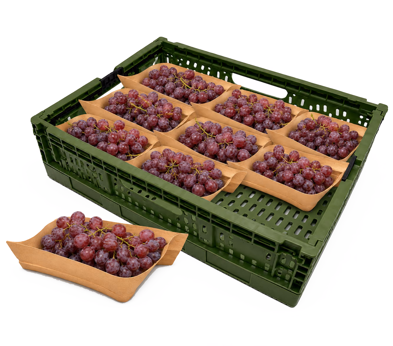 Bandeja BB Esquare de papel kraft con Top Control y tomates
