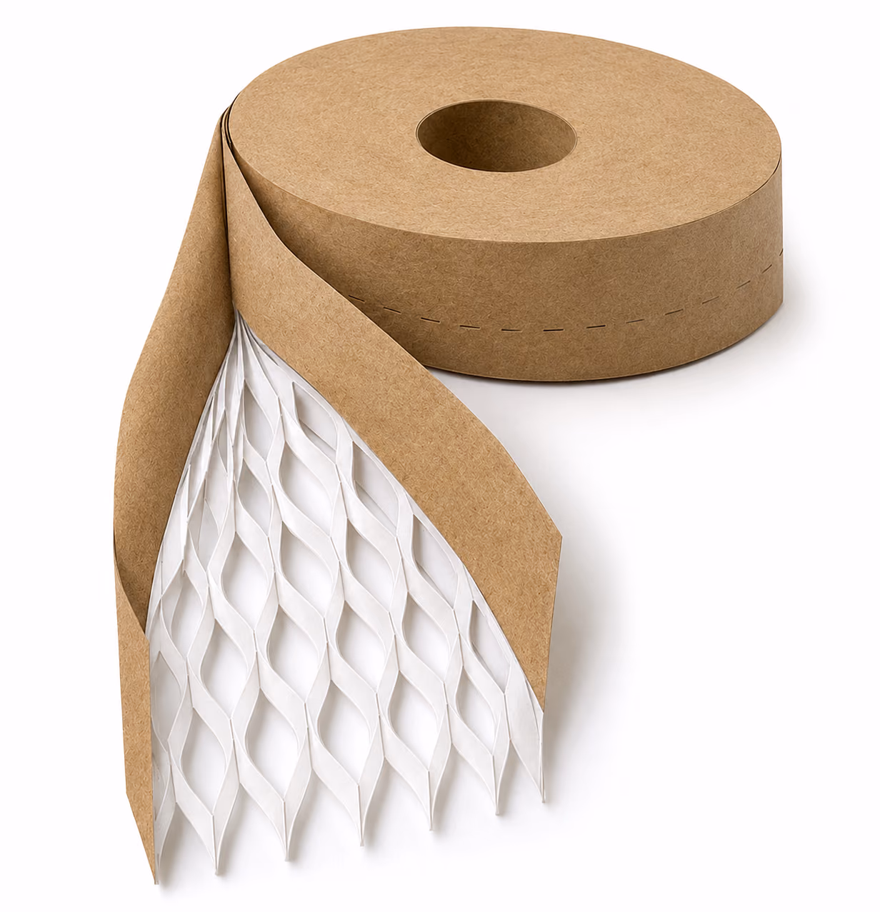 Cesta BEEBASE de papel kraft con base celular vista en perspectiva