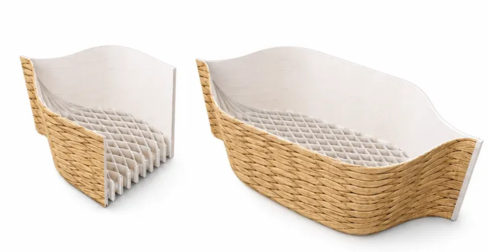 Cesta BEEBASE tipo viking en kraft y blanco