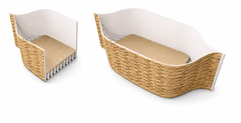 Dos cestas BB Symmetric de kraft con retícula blanca de distinta densidad